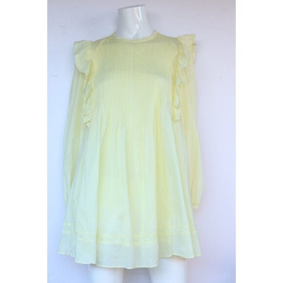 Wilfred Women's Size XXS Yellow Elia Dress La Boheme Long Sleeve Cotton Prairie - Picture 2 of 9